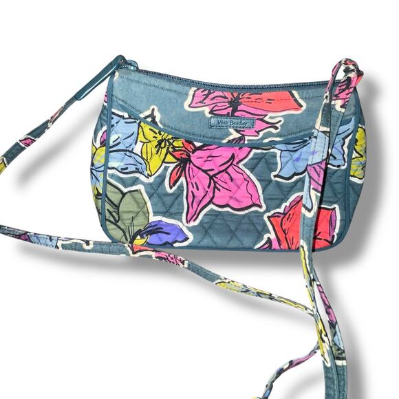 Vera Bradley Crossbody Purse Falling Flowers Leaves Full Zip Pocket Quilted Bag - Picture 4 of 14